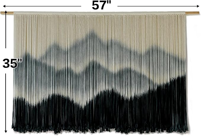 IOWER Macrame Wall Hanging Mountain Dip-Dyed Macrame Wall Decor Large Modern Fiber Art Boho Wall Decor 57" Wx35 L | Brown Home Accent, Modern Decor, Farmhouse Style, Rustic Interior, Office Decor, Dorm Room Decoration, Housewarming Gift - Image 5