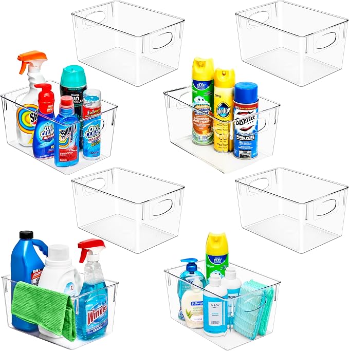 Sorbus Fridge Organizers and Storage, Clear Plastic Bins (Large, 8 Pack) | Handled containers keep crafts, clothing and household supplies sorted across pantries, cabinets, refrigerators and closets. by Sorbus