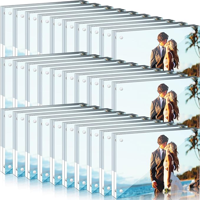 Handepo 30 Pack 5 x 7 Inch Clear Acrylic Picture Frames Double Sided Magnetic Photo Frames 20mm Thickness Frameless Desktop Display Freestanding for Bedroom Living Room Home Office by Handepo