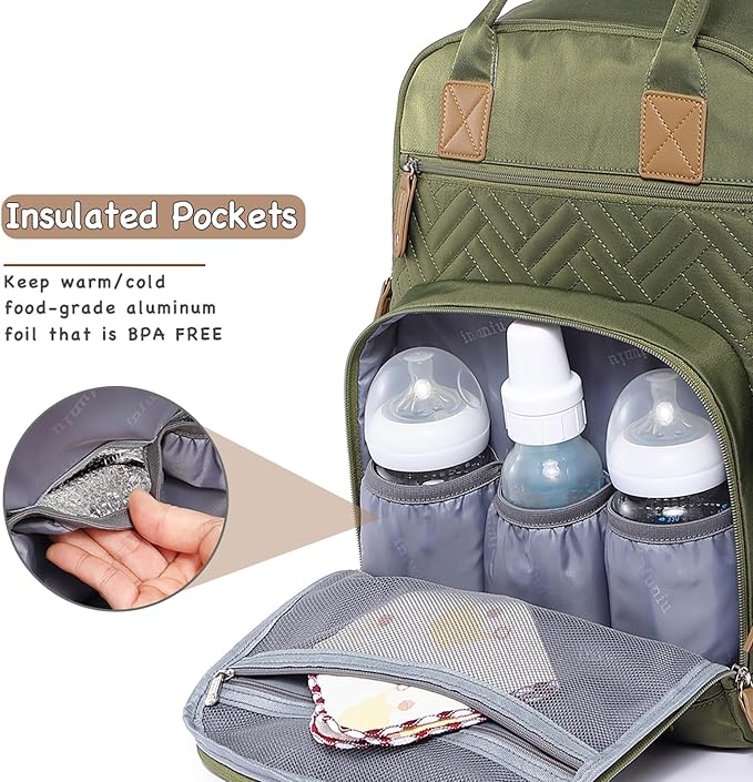 iniuniu Baby Diaper Bag Backpack, 4 in 1 kit Large Capacity Travel Backpack | Waterproof Backpack for Moms Dads,Travel Backpack with Pouch,Washable Changing Pad, Baby Essentials - Image 2