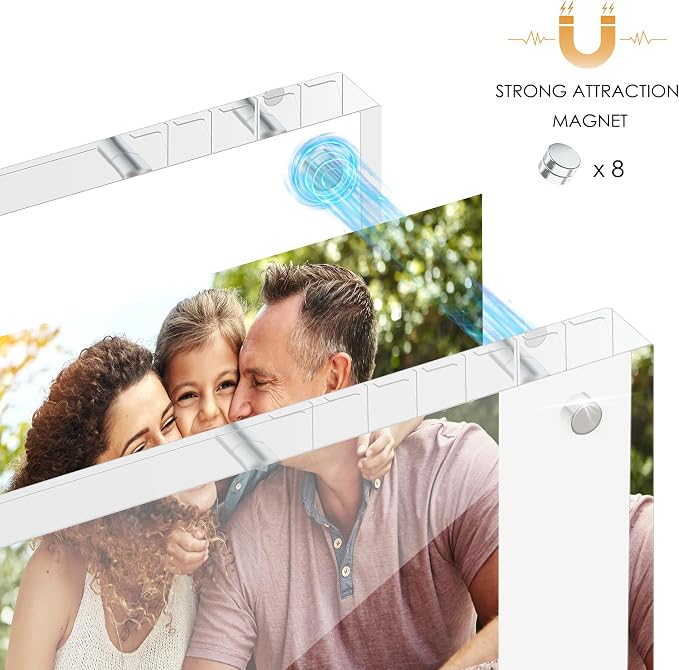 5x7 Acrylic Picture Frame Set of 6, 20mm Thick, Tabletop Display | Double-Sided Transparent Magnetic Frameless Photo Frame, for Photos, Fits Home, Office - Image 6