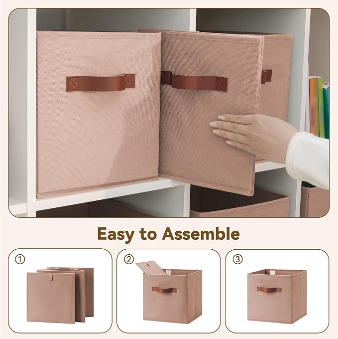 GRANNY SAYS Cube Storage Bins, 11 Inch Cube Organizer, Dusty Pink, 6-Pack | Collapsible Storage Boxes with Thickened Base Plate, Sturdy Handles, Decorative Baskets for Shelves, Closet - Image 6