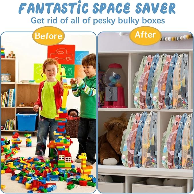 Colored Mesh Zipper Pouch Bags, 5 Pcs A4 & 5 Pcs A5 Double-Layer Toy Storage Bags With Zipper, Nylon Board Game Storage, Breathable See Through Pouch With Handle Pocket For School Office Games - Image 4