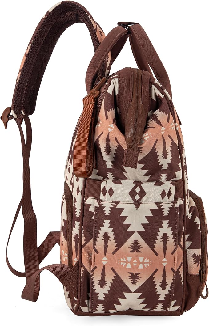 Wrangler Aztec Backpack Organized Daypack Travel Baby Bag with Stroller Strap and Side Bottle Pockets WG2204-9110BR - Image 5