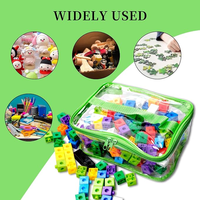 12 Packs Toy Storage Bags with Zipper PVC Waterproof Toy Bags Plastic Storage Organizer Clear Organizing for Board Games Building Blocks Puzzles Small Kids Books Classroom(Black) - Image 5