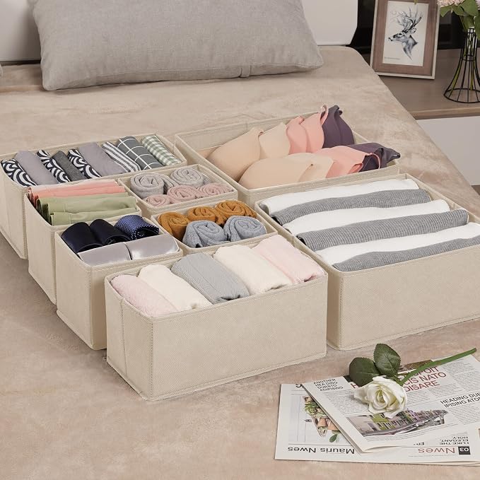 Drawer Organizer Clothes,16 Pack Underwear Drawer Organizers, Foldable Closet Organizers and Storage Dresser Drawer Dividers Clothing Organizer for Clothes, Socks, Scarves, Bra, Ties (Beige) - Image 9
