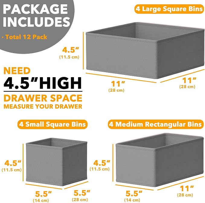 SpaceAid 8 Pack Bed Sheet Organizers and Storage, Drawer Organizer for Clothes, 12 Pack Dresser Drawer Organizer Bins - Image 6