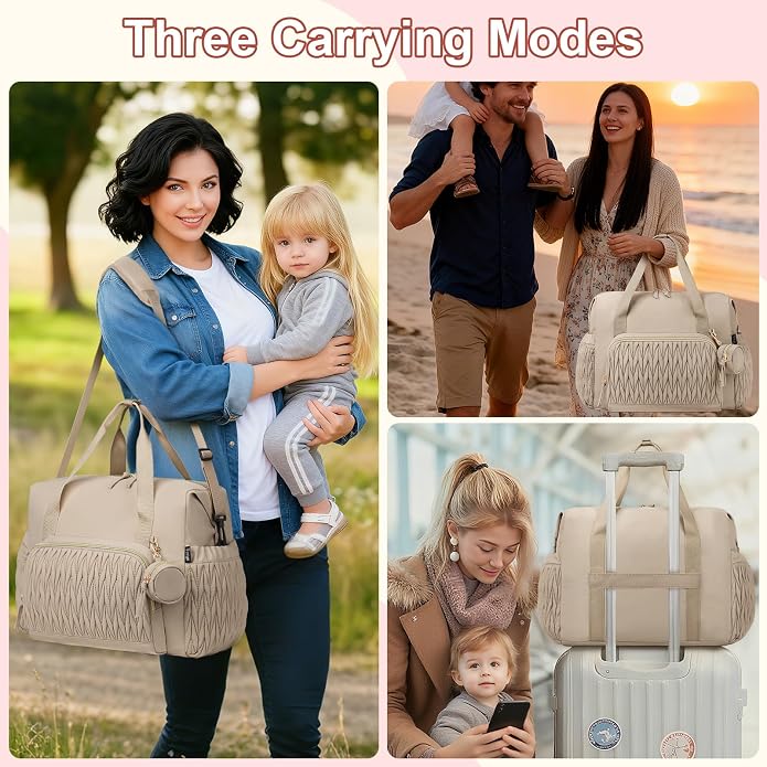 Diaper Tote Bag for Baby 6PCS, Large Mom Hospital Bags with Changing Pad | Mommy Bags for Labor and Delivery, Baby Shower Girl Boy Gift, Mama Bag with Pacifier Case Storage Bag and Shoulder Strap - Image 2