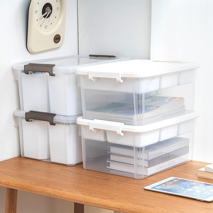 Citylife 17 QT Plastic Storage Bins Clear Storage Box with Lids Multipurpose Stackable Storage Containers for Organizing Tool, Craft, Crayon, 4 Packs - Image 4