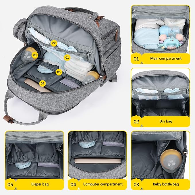 Maelstrom Diaper Backpack, 30L Gray - Image 4