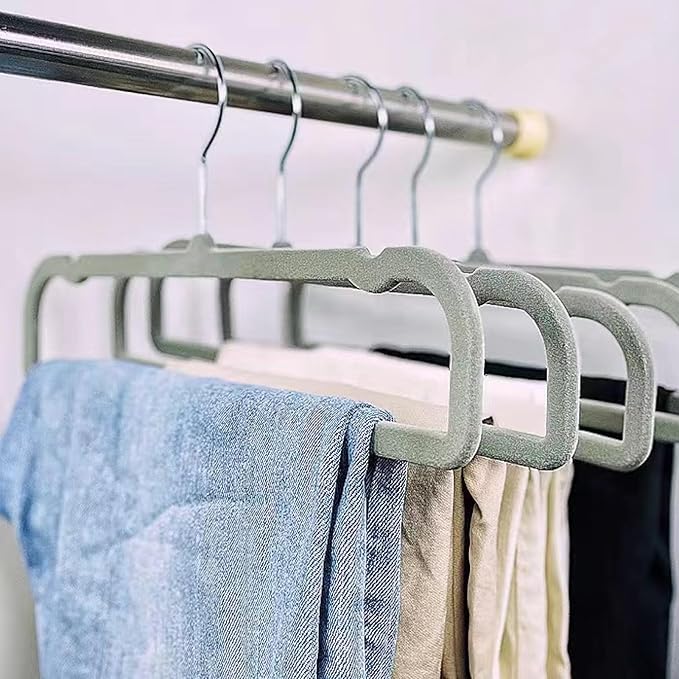 Grey Velvet Hangers Non-Slip 20 Pack Felt Hangers for Pants Trouser Hanger | 360° Swivel Silver Hook, Thin Space Saving Clothes Hanger for Jeans Slacks, Slim Perchas Terciopelo, Perchas para Pantalones - Image 2
