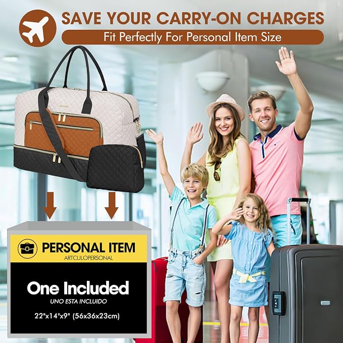 Travel Duffle Bag Weekender for Women - Carry-On Overnight Bag Personal Item Bag with Shoe Compartment & Wet Pocket Large Weekend Tote Bags with Toiletry Bag Hospital Bags for Labor and Delivery - Image 7