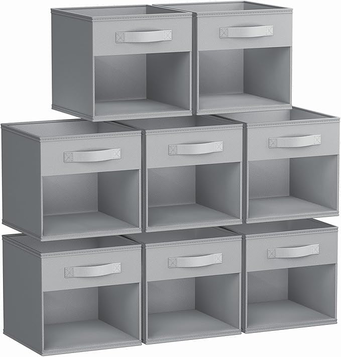 DIMJ Storage Cubes, 8 Pack Cube Organizer Storage Bins, Foldable Storage Cubes with Window, Closet Storage Bins with Handle, 10.6 x 10.6 inch for Clothes, Toys, Books by DiMJ