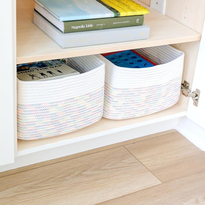 NaturalCozy Storage Baskets 16.8”x13”x7.6” Cotton Rope Woven Baskets for Organizing 3-Pack | Toy Storage Bins | Basket for Shelves, Laundry, Blanket, Clothes, Closet, Kitchen, Bathroom, Gifts - Image 7