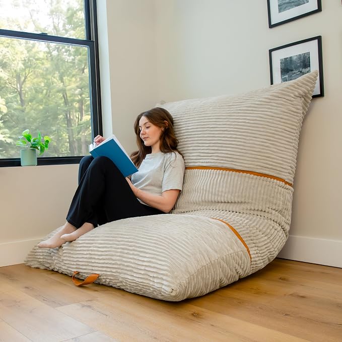 Big Joe Turnabout 3-in-1 Convertible Bean Bag Chair, Vanilla Latte by BigJoe