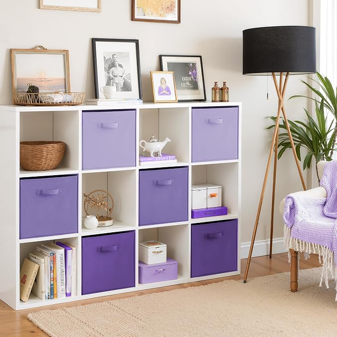 Cupic Cupid 6-Pack 13x13 Storage Cube Bins, Fabric Cubes, Purple Gradient | Foldable, Reinforced Front Handle, Holds Toys, Books, Accessories, Fits Closet, Shelves, Playroom, Office, Cubby - Image 3