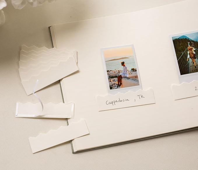Real Linen Guest Book Set - 11.5 x 8.5 Embossed Guestbook for Weddings, Showers, Events, Blank & Lined, Comes with Sign, Pen, Box and Photo Sleeves, 120 Pages (Leaf) - Image 7