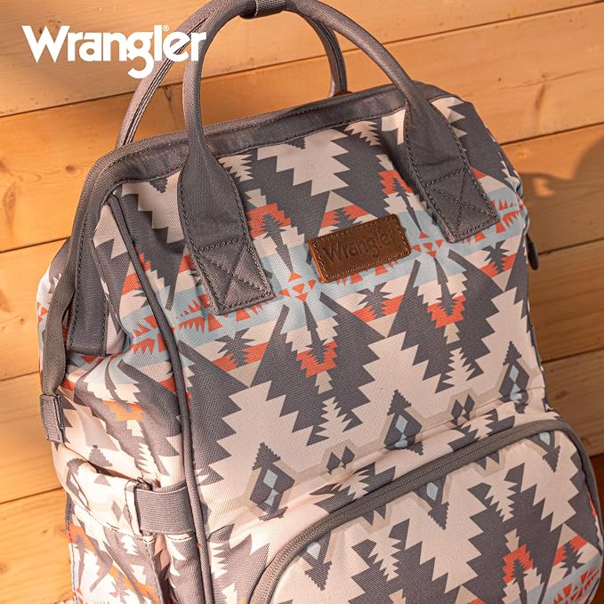 Montana West Wrangler Aztec Callie Diaper Bag Backpack with Stroller Straps Western Organized Multifunction Baby Travel Bag WG2210-9110GY - Image 2