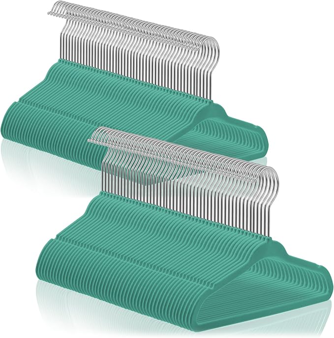 Casafield 100 Velvet Baby Hangers - 11" Size for Infant & Toddler Clothes - Teal by Casafield