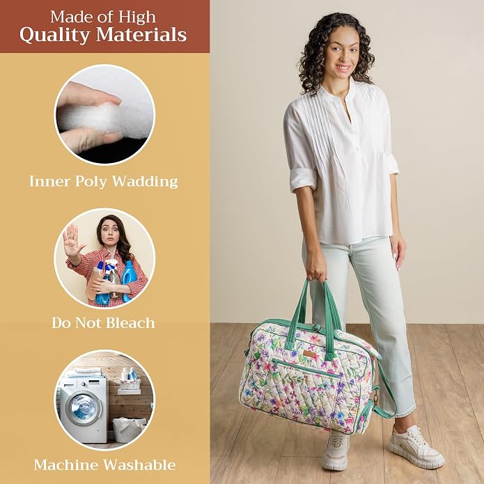 Maison d' Hermine Weekender Bags for Women Cotton Quilted Duffel Overnight Luggage Weekend Bag for Men Gym Gifts Travel | Overnight Luggage Weekend Bag for Men Gym Sports Gifts Duffle bag Business Travellers Trip Spring Summer - Image 2