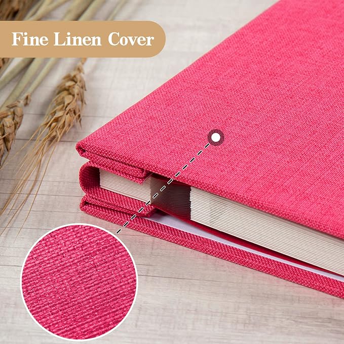 potricher Self Adhesive Photo Album 40 Pages, Linen cover, Rose Red | Photo Album Self Adhesive 4x6 5x7 8x10 Pictures, Linen Cover DIY Scrapbook Albums for Family, Wedding, Baby, Anniversary - Image 5