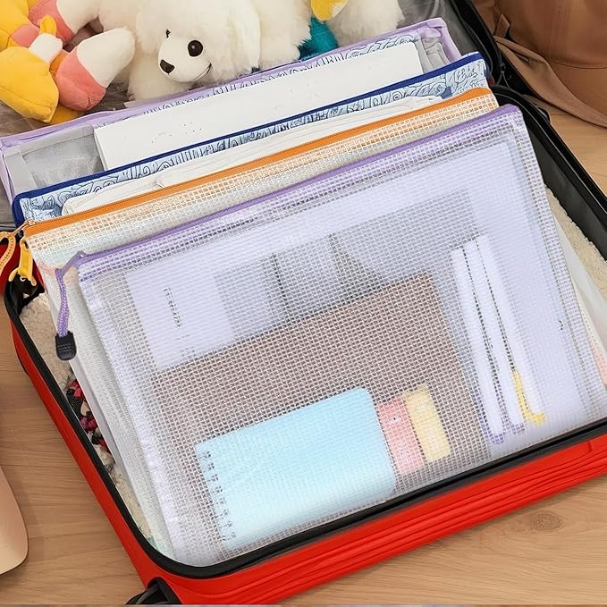 24pcs A4 Mesh Zipper Pouch Bags, Mesh Bags with Zipper Bulk, Pouches for Organization, Clear Storage Bags for Classroom, Travel, Office - Image 4