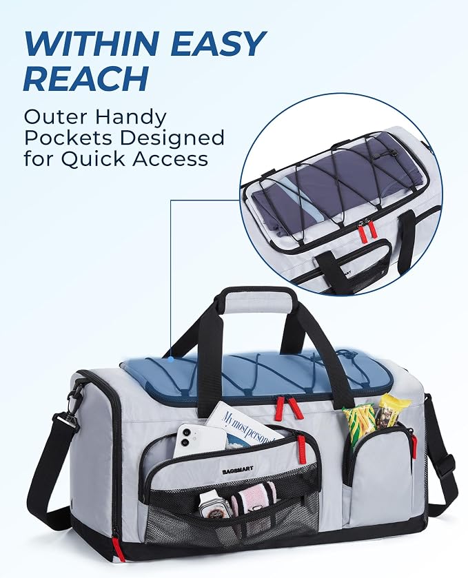 BAGSMART Gym Bag for Men, Athletic Sports Backpack Travel Hiking Duffel | 3-In-1 Gym Bag for Travel Clothes & Padded 13.3" Laptop, with Waterproof Wet Pocket & Shoe Compartment for Travel Camping - Image 9