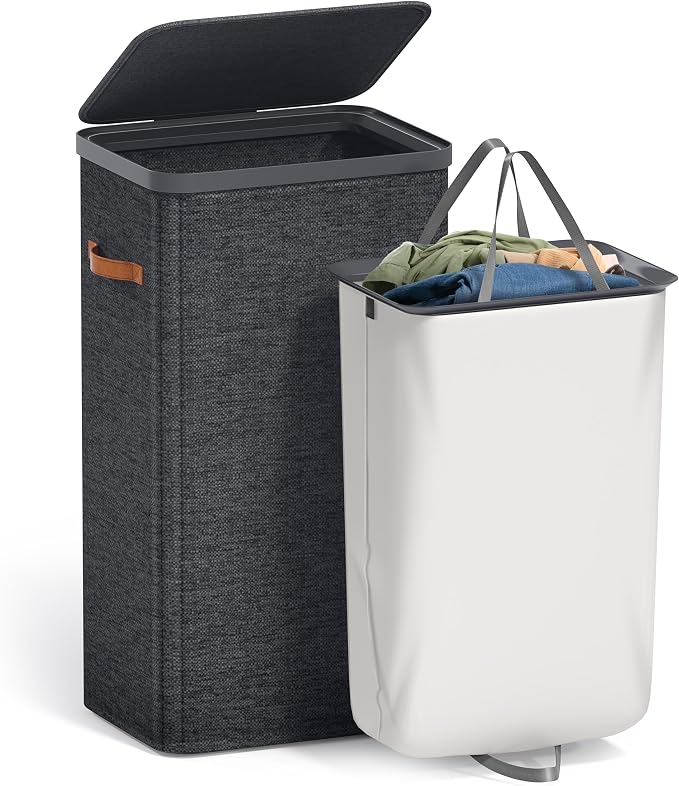Sorbus Laundry Hamper with Lid - Collapsible Fabric Laundry Basket with Handles and Removable Laundry Bag – 26.5 Gallon (100 L) Dirty Clothes Hamper for Bedroom, bathroom and dorm (Black) by Sorbus