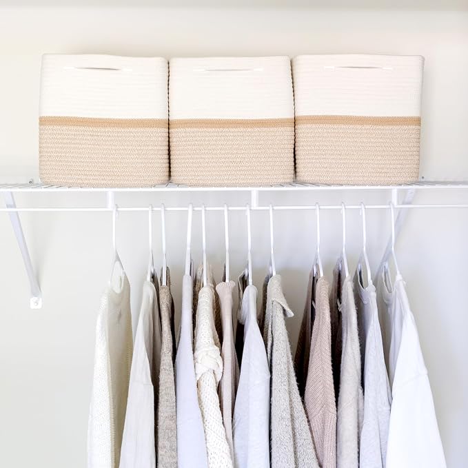NaturalCozy Storage Cubes 11 Inch Cotton Rope Woven Baskets for Organizing, 3-Pack | Cube Storage Bin | Square Storage Baskets for Shelves Organizer, Classroom, Kids Toy Bins, Closet, Baby Nursery - Image 4