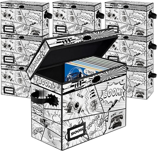 10 Pack Collection Comic Book Storage Boxes, Protector Organizer 15.8" X 7.8" X 11.8" Collapsible Short Box Holds 160-180 Comic Book Heavy Duty Bin Container Holder Shelf by YNSZAS