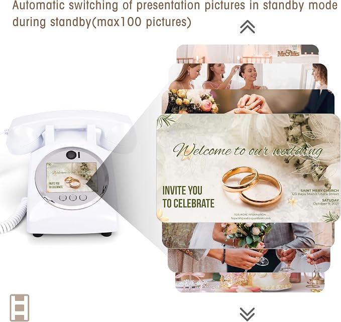 Video Audio Guest Book Wedding Phone,1080P HD Video Phone Guestbook, Preserve Your Special Occasions, Ideal for Wedding Bridal Shower, Birthday, Graduations, Baby Shower(Snow-White) - Image 5
