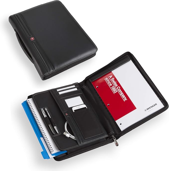 Wenger Concept Zippered Padfolio, Padded Document Organizer, Black - Image 5