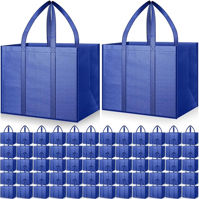 Hillban 30 Pack Large Reusable Shopping Bags Bulk | Heavy Duty Foldable Grocery Bags 16 x 13 x 10 Inch, Washable Portable Storage Totes with Reinforced Handles by Hillban