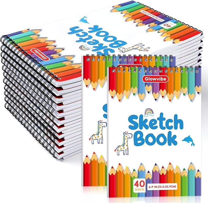 6" x 9" Sketch Book, 24-Pack 40 Sheets Drawing Paper Pad for Kids Coloring, Writing or Painting, Kid Drawing Pad & Art Supplies, Sketch pad Kids Ages 3+ (6" x 9"(Pack of 24)) by Unknown