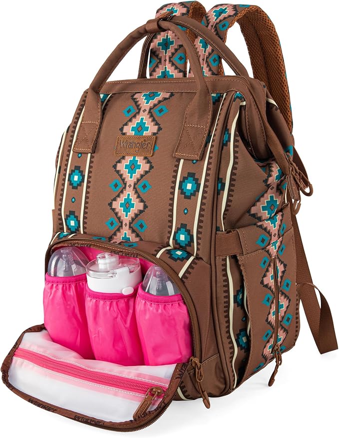 Montana West Wrangler Callie Diaper Bag Backpack with Stroller Straps Multifunction Baby Travel Bag WG2204-9110DBR - Image 3