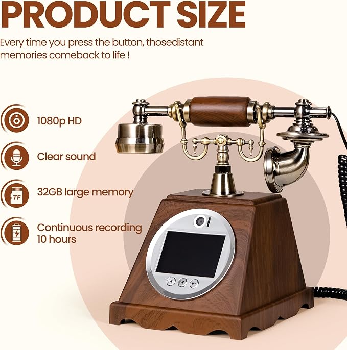 Video Audio Guest Book Wedding Phone,1080P HD Video Phone Guestbook, Preserve Your Special Occasions, Ideal for Wedding Bridal Shower, Birthday, Graduations, Baby Shower(Retro Brown) - Image 2