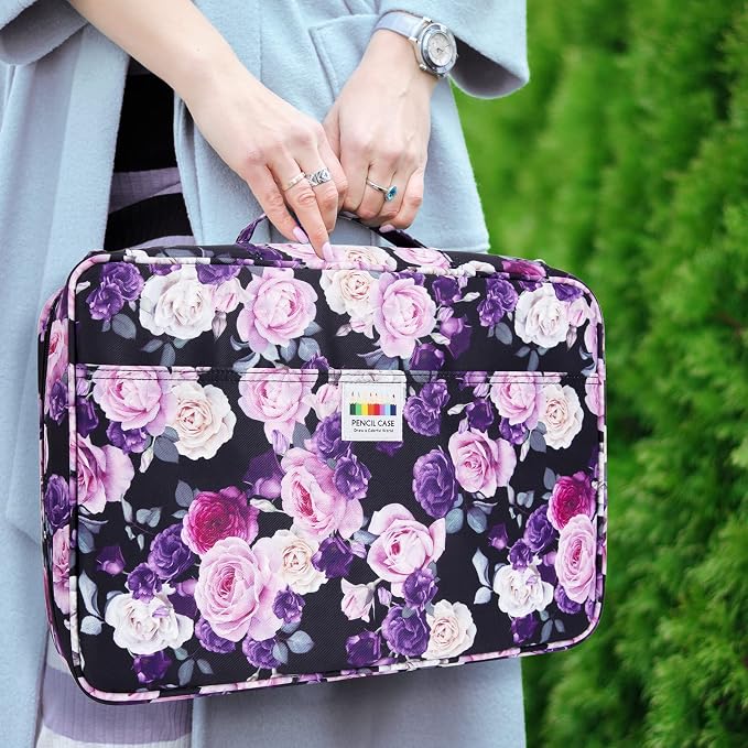 YOUSHARES 480 Slots Colored Pencil Case - Big Capacity Pen Case Organizer with Multilayer Holder large Colored Pencil Case (Purple Pink Rose) - Image 6