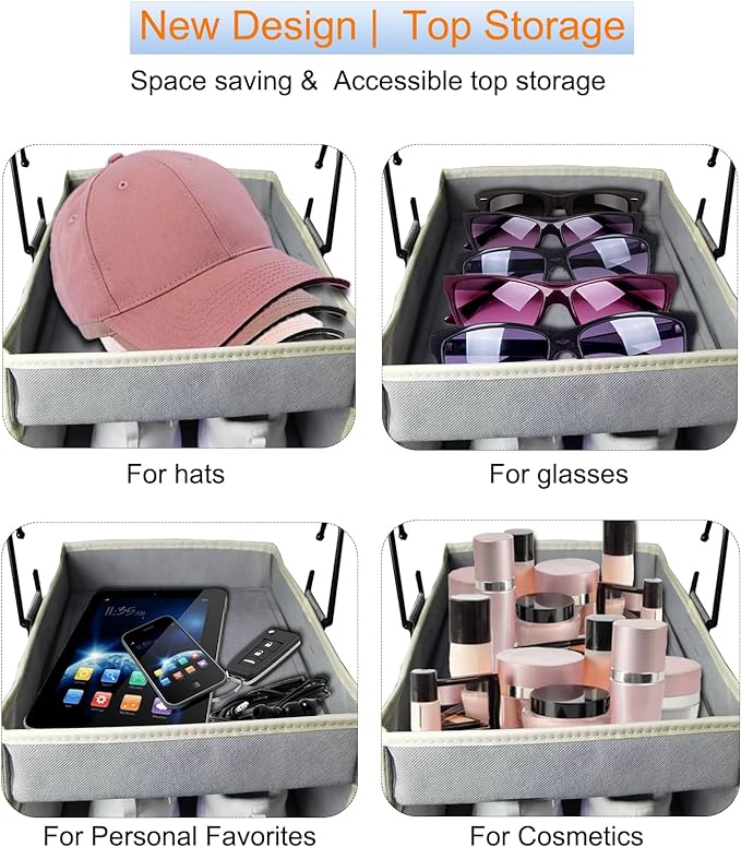 Large-Sized Hanging Shoe Organizer 10-Shelf, Sturdy Hanging Closet Organizer with 8 Side Pockets, Wider Hanging Shelves for Storage Shoes Clothes Jeans Shirts Toys, Grey - Image 3
