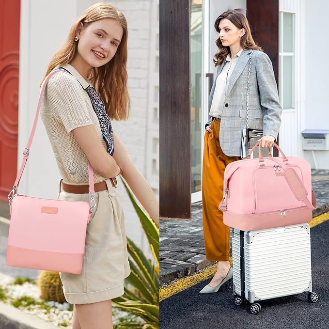 TIBES Travel Weekender Bag for Women, Overnight Bag with Shoe Compartment | 3PCS Large Travel Duffel Bag for Gym, Travel, Hospital, Business Trip, Carry On Tote, Wet & Dry Separation, Water Resistant - Image 3