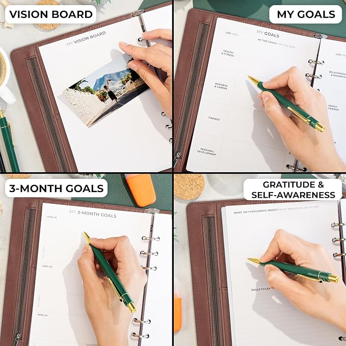 Clever Fox Weekly Planner Binder, Undated Daily A5 Eco Leather Terracotta | 7 x 10 in with A5 pages, mini 3 ring portfolio organizer, work time manager, day runner, agenda book with monthly calendars - Image 6