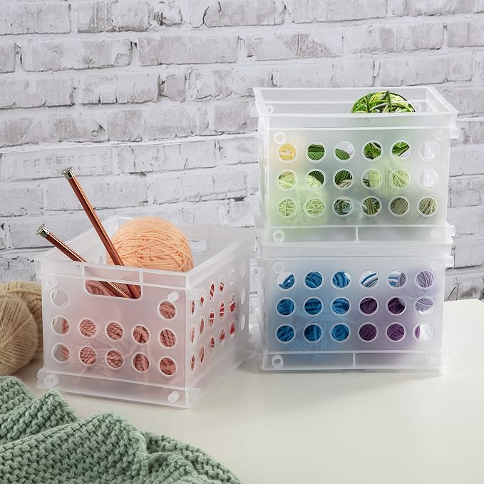 Sterilite Mini Crate, Multi-Purpose Plastic Storage Bin, Clear, 12 Pack | Small Plastic Storage Containers, Open Top Organizer Bins for Home, Garage, Office, Classroom, Dorm, Desk & Crafts - Image 8