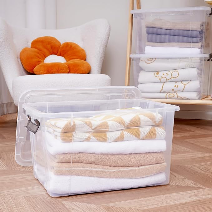 Citylife 44.4 QT Plastic Storage Bins with Latching Lids Stackable Storage Containers for Organizing Large Clear Storage Box for Garage, Closet, Classroom, Kitchen, 2 Packs - Image 2