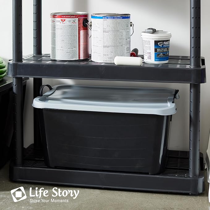 Life Story 24 Pack Stackable Storage Bin, 55 Qt Home Organizers, Black/Gray | Heavy-Duty Versatile Lightweight Locking Bins with Carrying Handles - Image 5