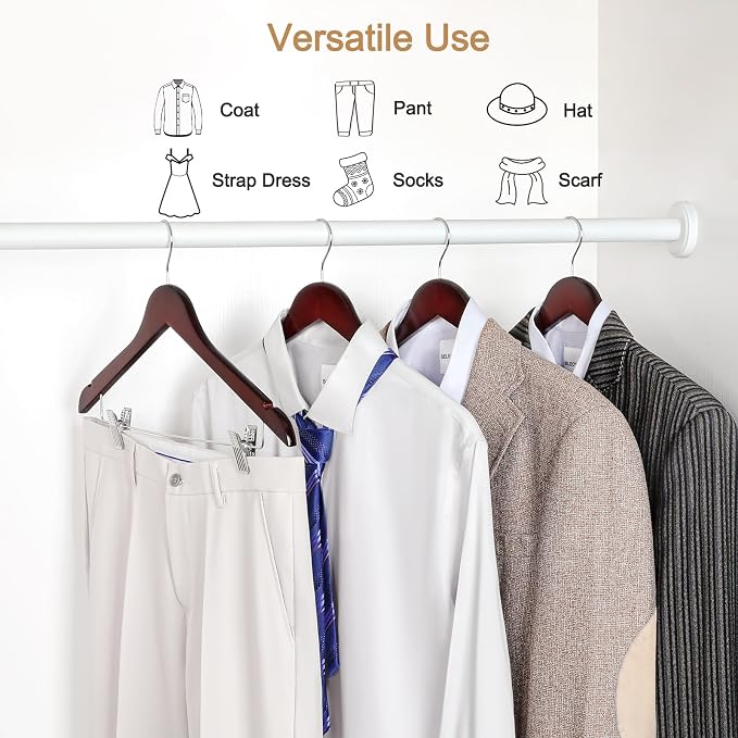 TOPIA HANGER Wooden Suit Hangers with Adjustable Metal Clips (10 Pack), Solid Wood Clothes Hangers, 360° Swivel Hook, Premium Pants Hangers for Clothes Coat, Jeans, Blouse- Cherry CT28M - Image 5