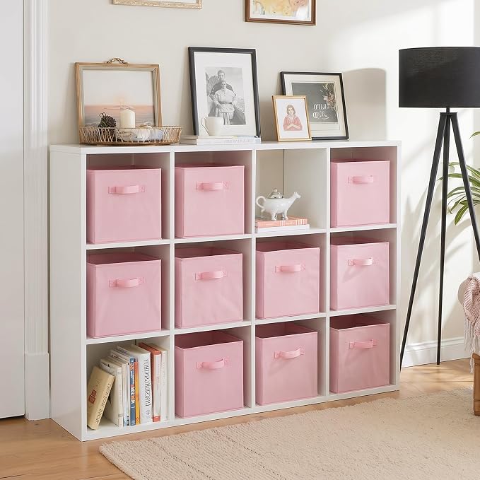 Cupic Cupid 10-Pack 11x11 Collapsible Storage Cubes, Fabric Bins, Pink | Foldable, Reinforced Front Handle, Holds Clothes, Toys, Blankets and More, Fits Closet, Shelves, Nursery, Bedroom - Image 6