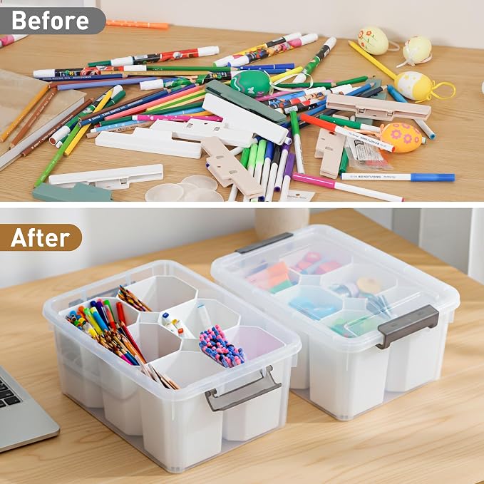 Citylife 17 QT Plastic Storage Bins Clear Storage Box with Lids Multipurpose Stackable Storage Containers for Organizing Tool, Craft, Crayon, 2 Packs - Image 7