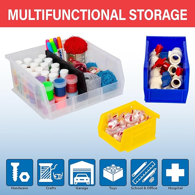 Akro-Mils 30224 AkroBins Plastic Storage Bins, 11"x 4"x 4", Red, 12-Pack | Space-Saving Stackable Bins for Garage, Pantry, Craft Organization - Image 4