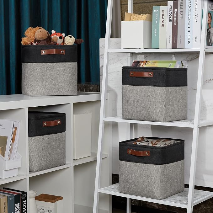 DULLEMELO 11x11 Cube Storage Bins for Cube organizer, Foldable Cube Storage Bins Baskets for Organizing Home Office Closet Shelves Toy Nursery,Fabric Cube Baskets Bin for Home organization - Image 3