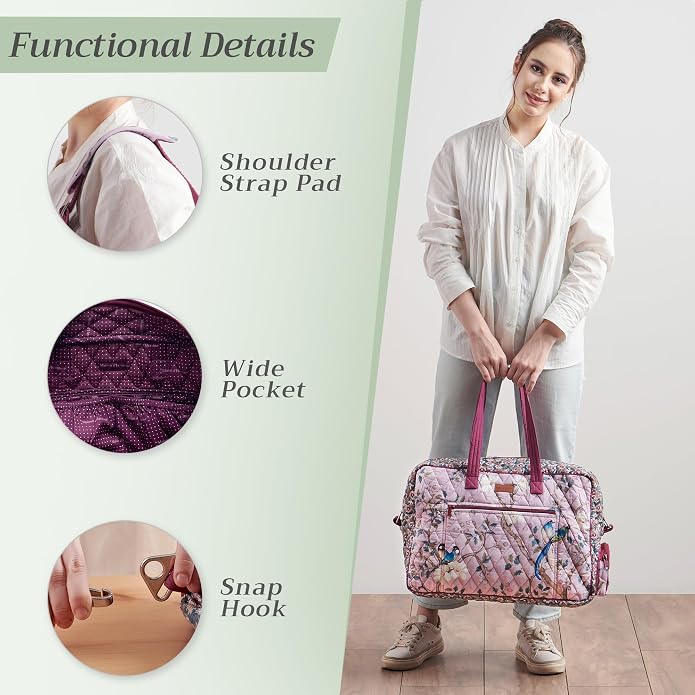 Maison d' Hermine Weekender Bags for Women Cotton Quilted Duffel Overnight Luggage Weekend Bag for Men Gym Gifts Travel | Overnight Luggage Weekend Bag for Men Gym Sports Gifts Duffle bag Business Travellers Trip Spring Summer - Image 5