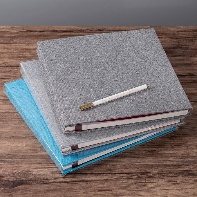 Large Photo Album Self Adhesive 4x6 8x10 10x12 13"x12.8" Magnetic Scrapbook 12.6"x11" Inch 60 Sticky Pages Linen Cover DIY Photo Album with A Metallic Pen and DIY Stickers(Grey) - Image 6